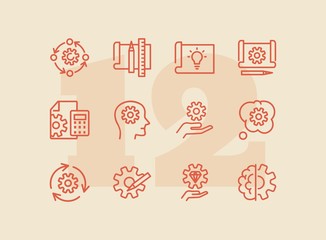 Poster - creativity line icon set. set of line icons on white background. brainstorm concept. idea, head, cog