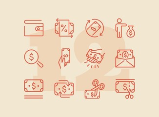 Poster - people with money line icon set. set of line icons on white background. money concept. finance, bank