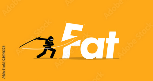 Cuadros en Lienzo Cutting unhealthy fat food for healthy diet