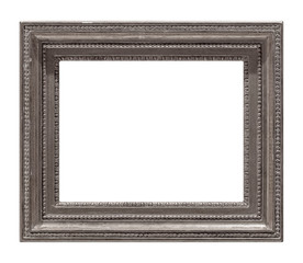 Silver frame for paintings, mirrors or photo isolated on white background