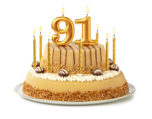 Festliche Torte Mit Goldenen Kerzen - Nummer 91