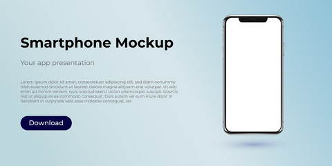 Wall Mural - vector smartphone mockup. 3d illustration of a modern cell phone with frameless blank screen. templa