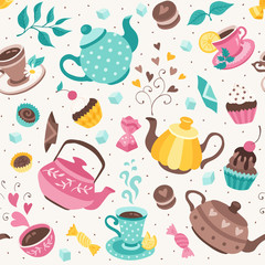 teapots and cups pattern