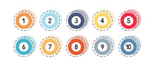 Number Bullet Points Retro Circles 1 To 10 