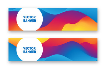Poster - colorful horisontal vector web banners witn bright wavy lines. standard size templates for business 
