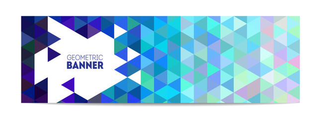 Poster - web standart size banner with bright triangles pattern.