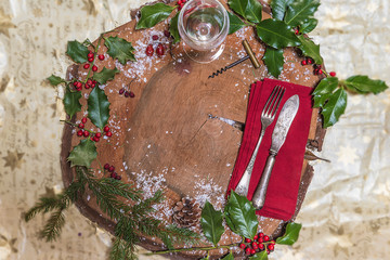 Wall Mural - Festive place setting for Christmas dinner