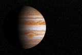 Fototapeta  - Planet Jupiter, with a big spot, on a dark background,copyspace. Elements of this image were furnished by NASA