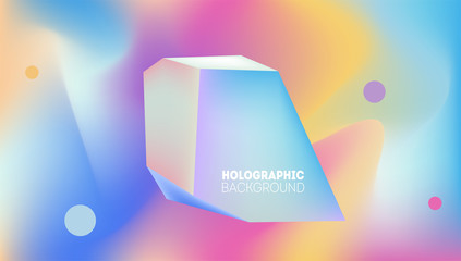 Wall Mural - Luxury trendy iridescent graphic template for brochure, banner, wallpaper, mobile screen. 90s, 80s retro style minimal hologram gradient. 