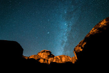 Milky Way Over Rocks In Wadi Rum At Night