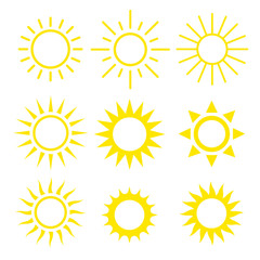 Poster - Set of the cute suns icons. Summer illustration isolated on white background