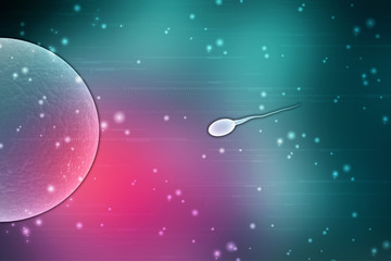 Aufkleber -  3d illustration showing sperms and egg