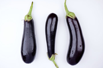 Wall Mural - Eggplant on a white background. View from above