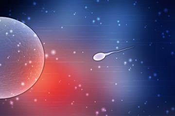 Poster -  3d illustration showing sperms and egg