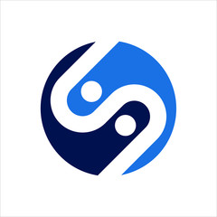 Wall Mural - letter s and people icon. vector logo.