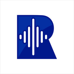 Wall Mural - letter r and music equalizer icon. vector logo.