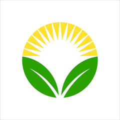 Wall Mural - Sun light and Leaf Vector Logo. Nature Icon and Symbol. Eps 10.