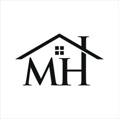 Wall Mural - letter m and h vector logo. home icon and symbol. eps 10.