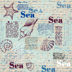 Aufkleber - Imitation of a abstract vintage newspaper. Unreadable text.