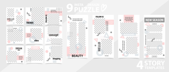 Trendy editable template for social networks stories and posts, vector