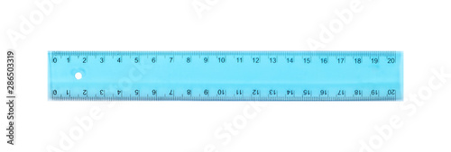 Cuadros en Lienzo Science and education - Plastic blue school ruler isolated