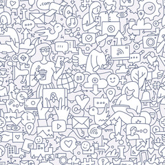 social media seamless doodle pattern