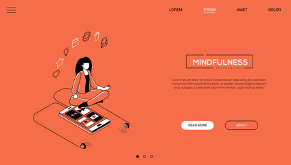 Wall Mural - Mindfulness - line design style isometric web banner