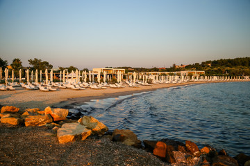 Wall Mural - Sights around the beach and pool of a Greek holiday resort