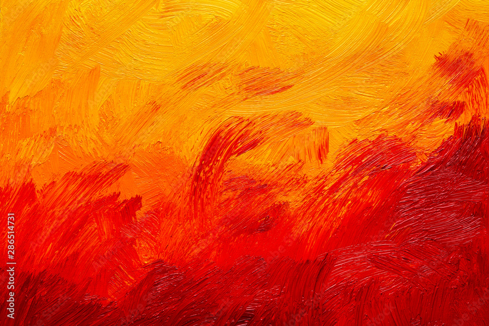 Abstract red, orange and yellow oil painting brush strokes Stock Photo ...