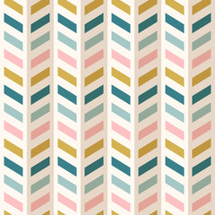 Wall Mural - Fashion abstract chevron pattern. Seamless vector fabric design. Retro mid century colors.