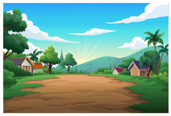 Poster - Vector illustration mountain and sky color bright