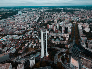 Wall Mural - Aerial of the modern la defense district in paris, france