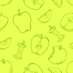 Wall Mural - Vector Seamless Pattern of Sketch Apples