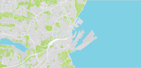 Urban vector city map of Aarhus, Denmark