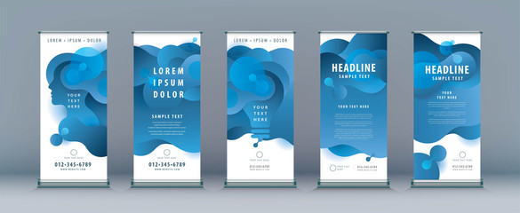 Wall Mural - business roll up set. standee design. banner template, abstract liquid shape fluid design