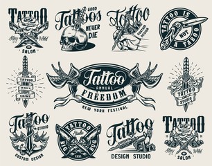 Sticker - Vintage monochrome tattoo studio badges