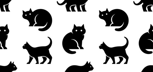 Wall Mural - Seamless pattern with Cat logo. isolated on white background