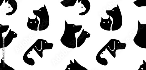 Fototapeta Seamless pattern with Dog and cat logo. isolated on white background