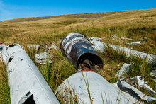 Old Wreckage From A 1950s Aircraft Crash On A Welsh Mountain Hillside