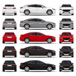 © kupchynskyi12 - realistic car. sedan cars set. front view; side view; back view.
