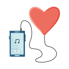 Poster - smartphone with music player application and heart