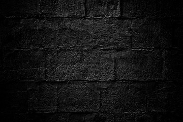 Black brick wall texture, brick surface for background. Vintage wallpaper.