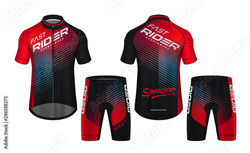 Cycling Jerseys mockup,t-shirt sport design template,uniform for bicycle apparel Poster Mural XXL