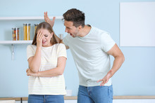 Quarreling Couple At Home. Concept Of Divorce