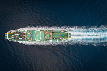Aerial View Of Car Ferry From Above, Croatia