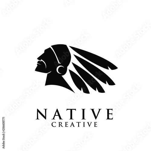Cuadros en Lienzo native apache indian logo icon designs vector illustration template