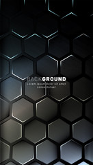 Wall Mural - vertical hexagon background. gradient color light pattern with dark background technology style. hon