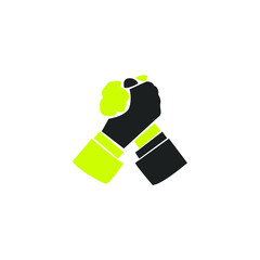 Handshake business logo - two hands make a deal on white background. Cooperation, partnership and agreement vector icon