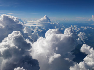 White fluffy clouds in the sky