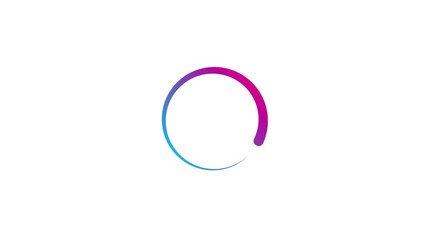 Poster - loading waiting spinner animation. rotating blue purple gradient motion graphic. circle seamless loop with a black and white background.